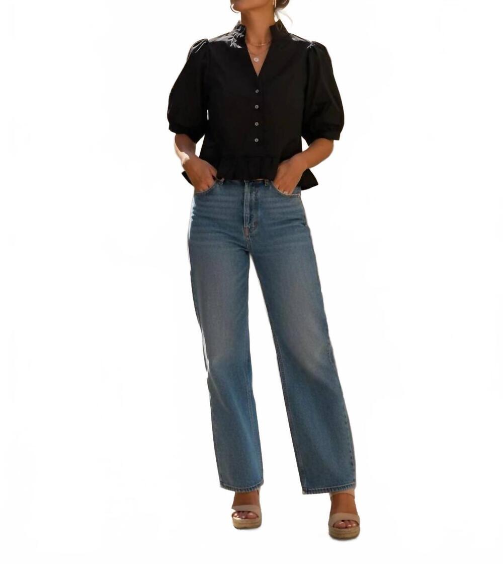 NEW ENTRO women's wide leg jeans in black